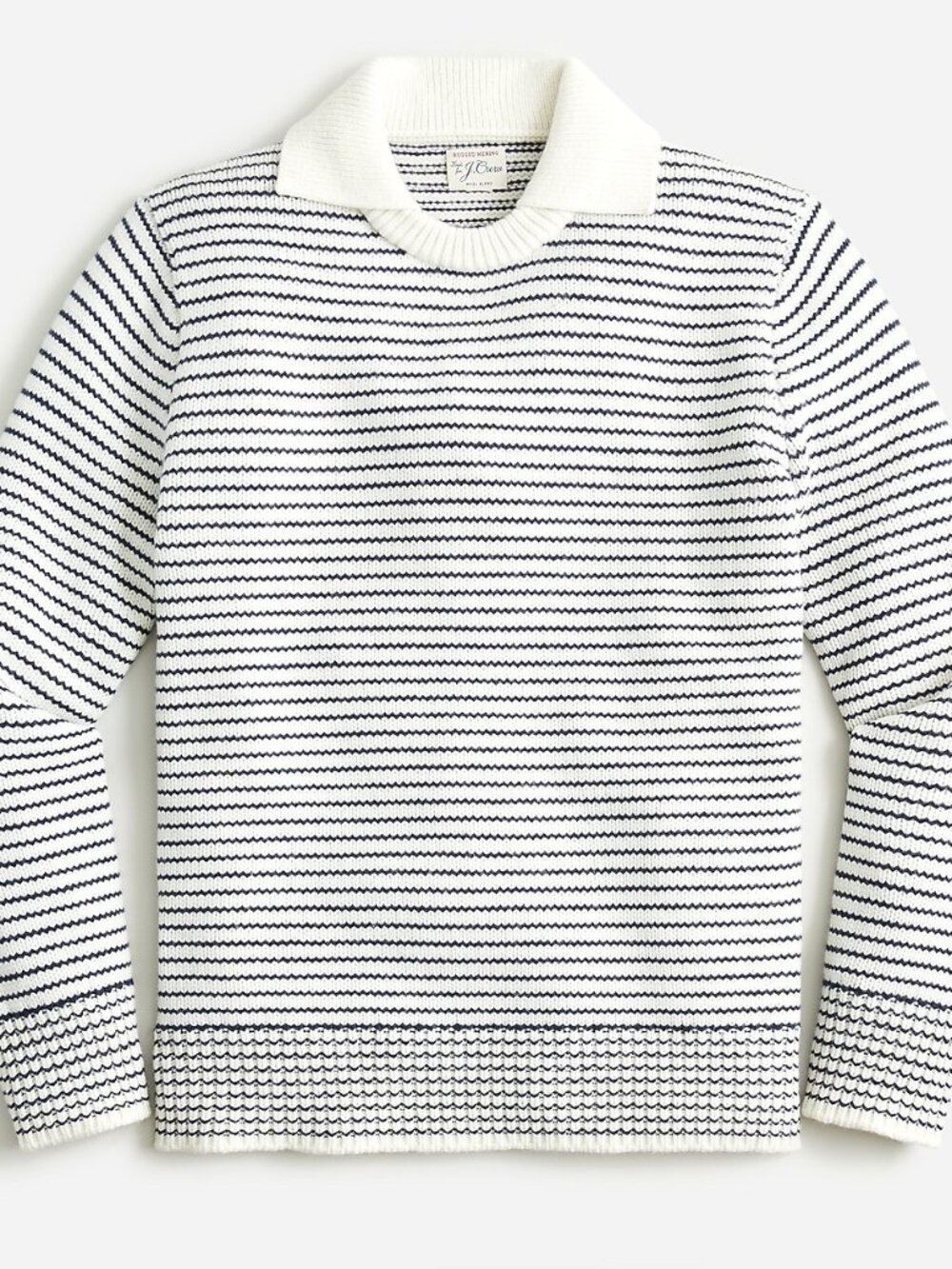 J Crew (size L) rugged merino wool-blend collared sweater in stripe